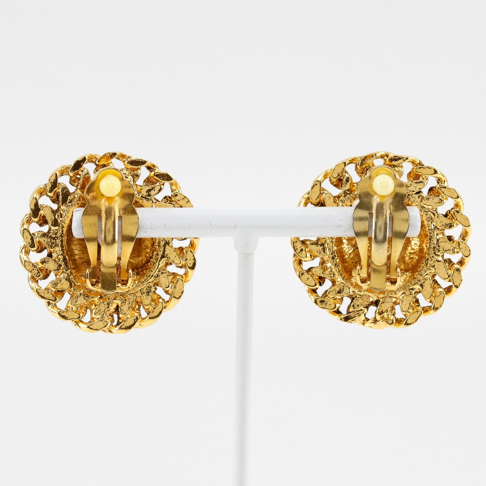 CHANEL Earring Plated Gold gold vintage Matrasse Chain COCO Mark Women Used Authentic
