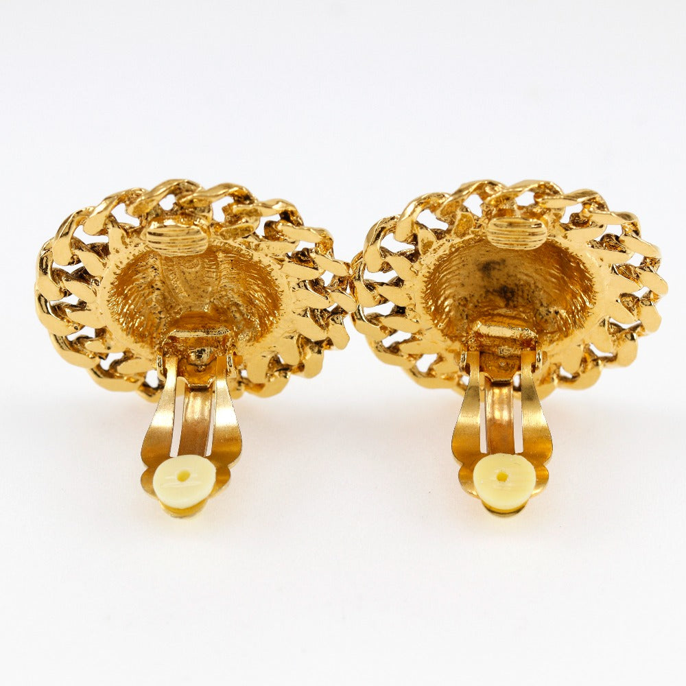 CHANEL Earring Plated Gold gold vintage Matrasse Chain COCO Mark Women Used Authentic