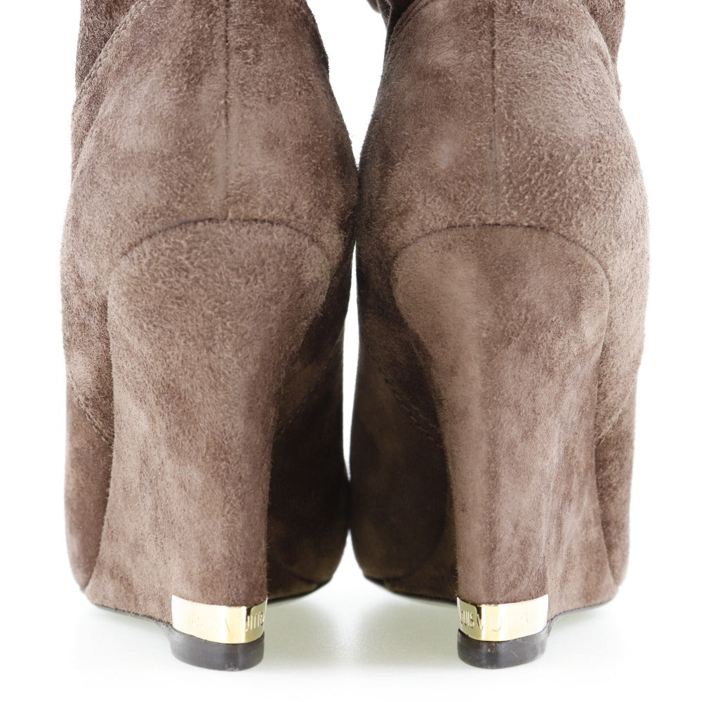 LOUIS VUITTON boots Suede Brown Wedge sole Ankle boots Women 34 1/2 Used Authentic