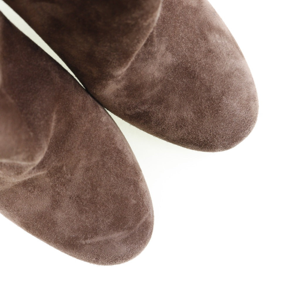 LOUIS VUITTON boots Suede Brown Wedge sole Ankle boots Women 34 1/2 Used Authentic