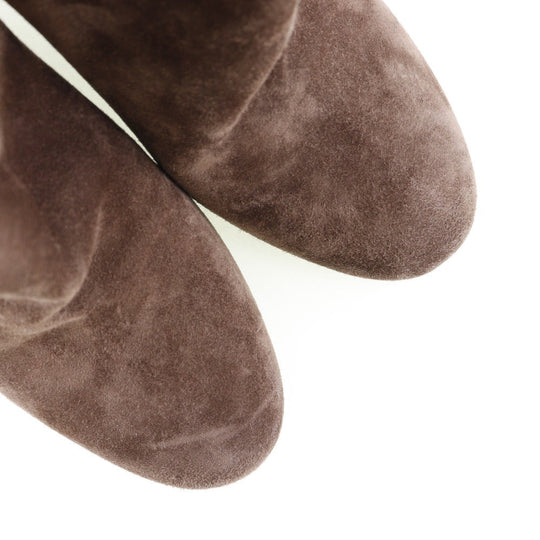 LOUIS VUITTON boots Suede Brown Wedge sole Ankle boots Women 34 1/2 Used Authentic