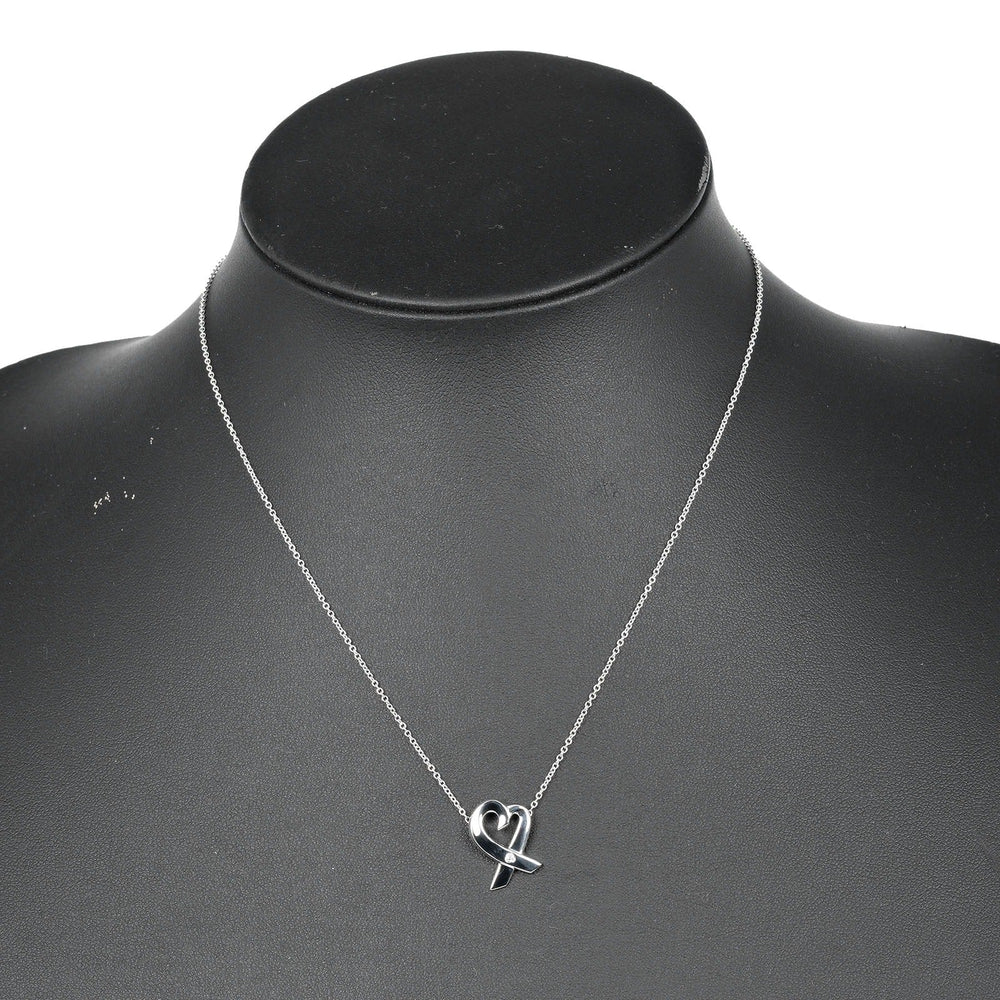 TIFFANY&Co. Necklace Silver925, 1P diamond Silver Loving heart Women Used Authentic