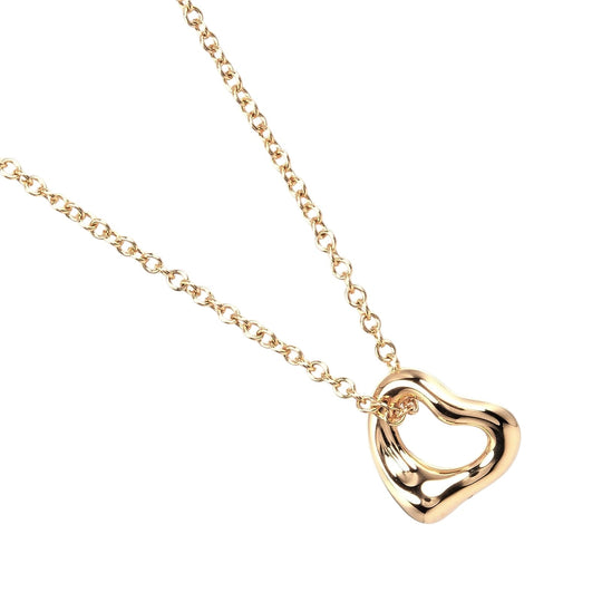TIFFANY&Co. Necklace K18 Pink Gold gold 0.3" model Open heart Women Used Authentic
