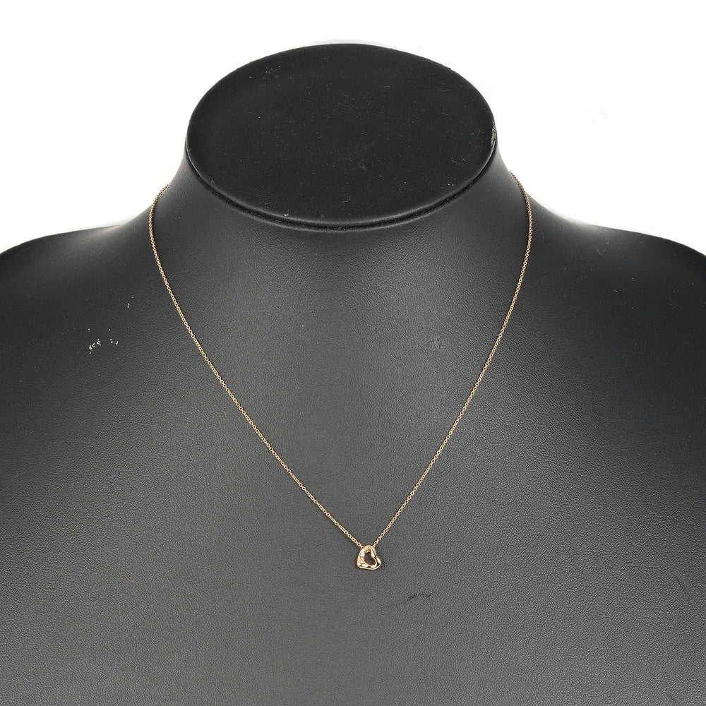 TIFFANY&Co. Necklace K18 Pink Gold gold 0.3" model Open heart Women Used Authentic