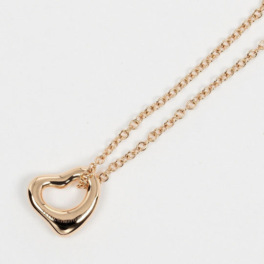 TIFFANY&Co. Necklace K18 Pink Gold gold 0.3" model Open heart Women Used Authentic