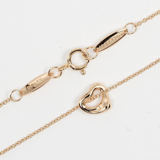 TIFFANY&Co. Necklace K18 Pink Gold gold 0.3" model Open heart Women Used Authentic