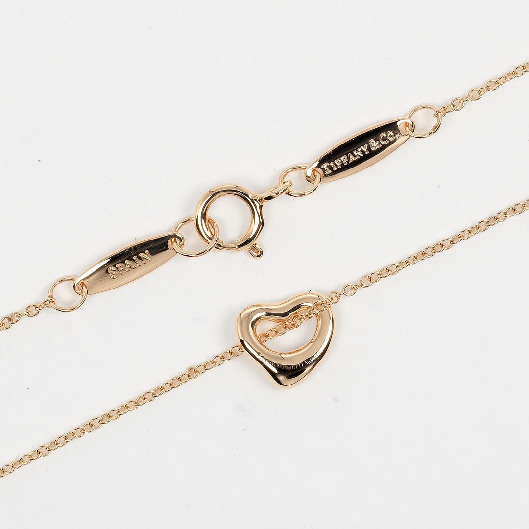 TIFFANY&Co. Necklace K18 Pink Gold gold 0.3" model Open heart Women Used Authentic