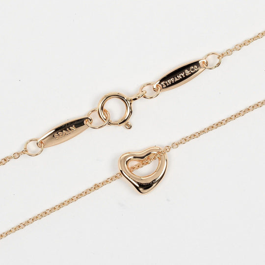 TIFFANY&Co. Necklace K18 Pink Gold gold 0.3" model Open heart Women Used Authentic