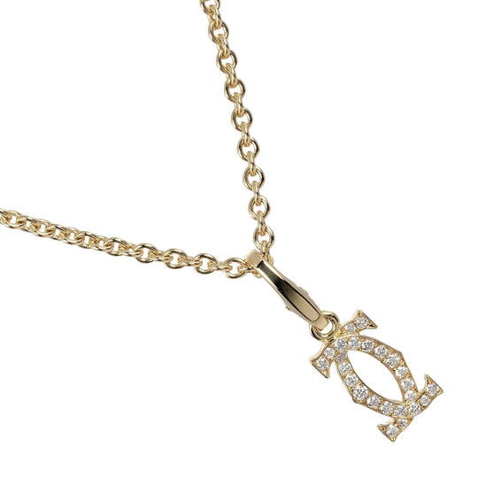 CARTIER Necklace K18 Yellow Gold, Diamond gold 2C Charm Women Used Authentic