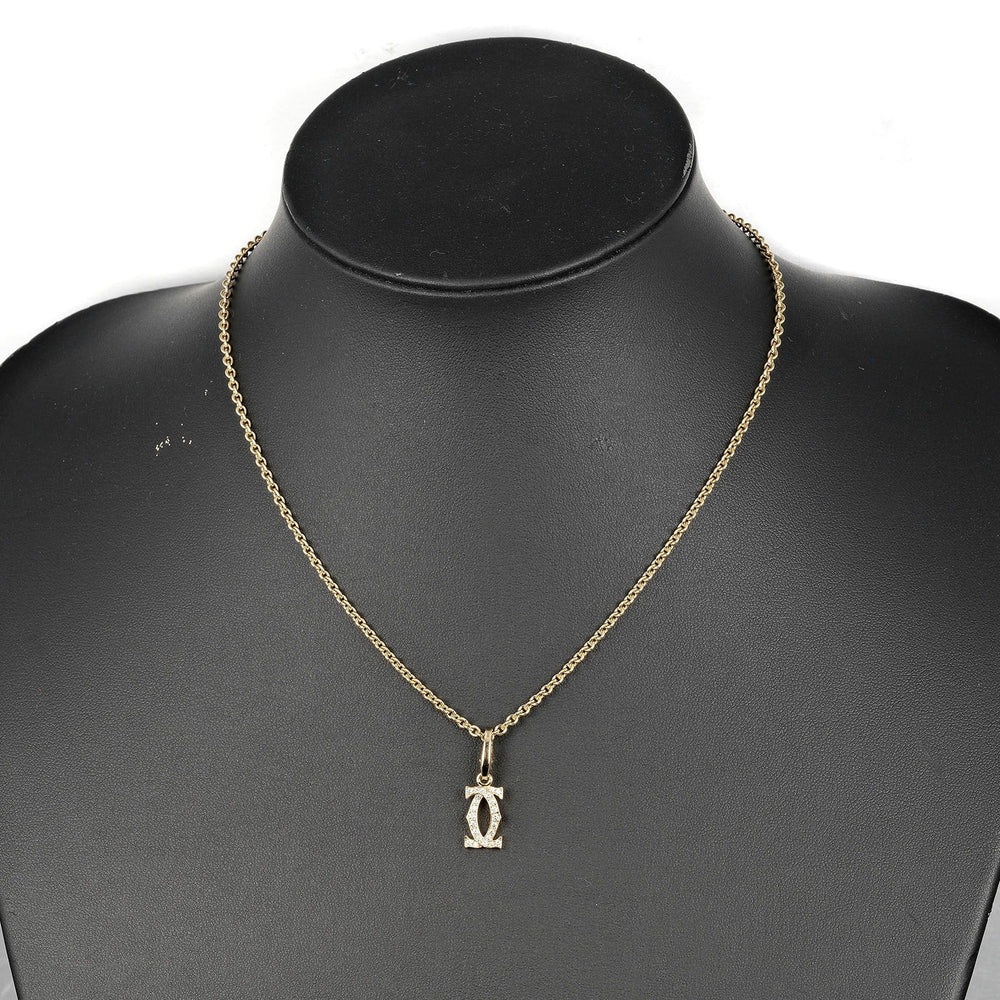 CARTIER Necklace K18 Yellow Gold, Diamond gold 2C Charm Women Used Authentic