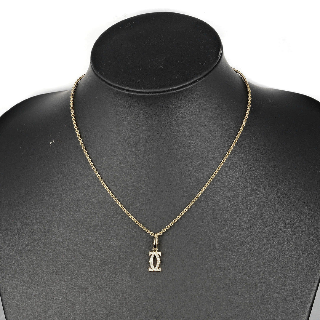 CARTIER Necklace K18 Yellow Gold, Diamond gold 2C Charm Women Used Authentic
