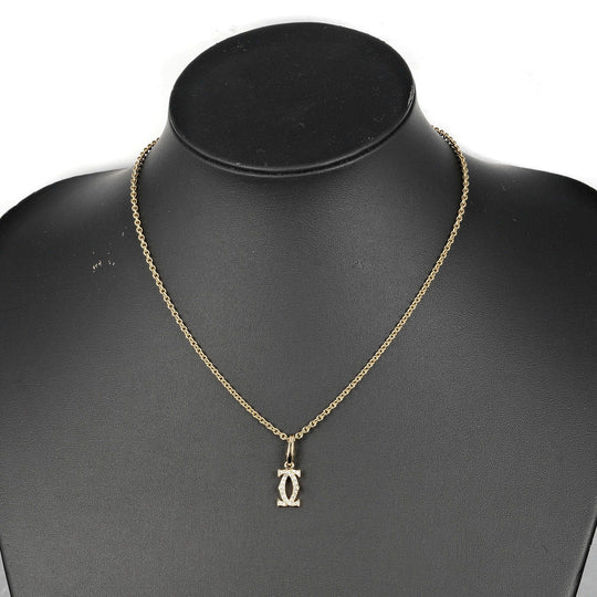CARTIER Necklace K18 Yellow Gold, Diamond gold 2C Charm Women Used Authentic