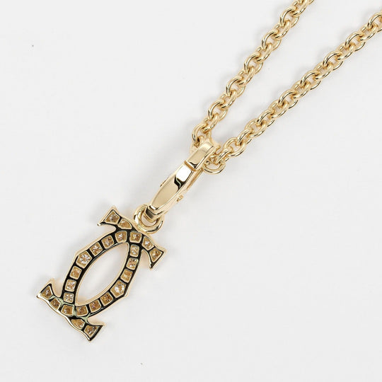 CARTIER Necklace K18 Yellow Gold, Diamond gold 2C Charm Women Used Authentic