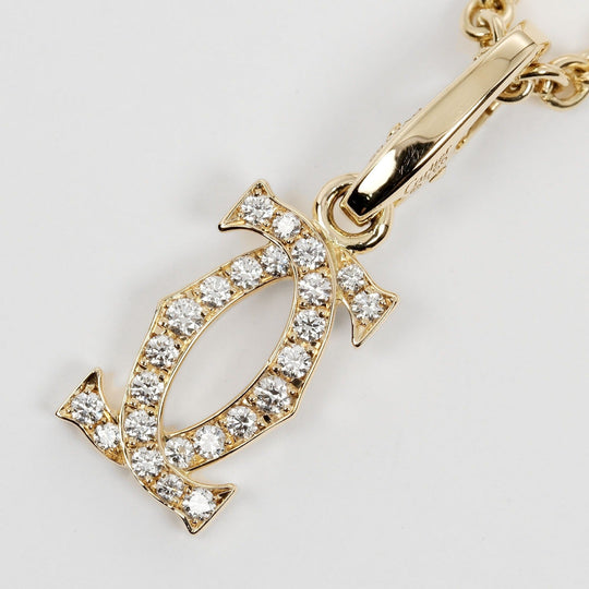 CARTIER Necklace K18 Yellow Gold, Diamond gold 2C Charm Women Used Authentic