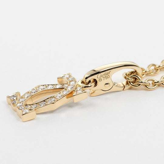 CARTIER Necklace K18 Yellow Gold, Diamond gold 2C Charm Women Used Authentic