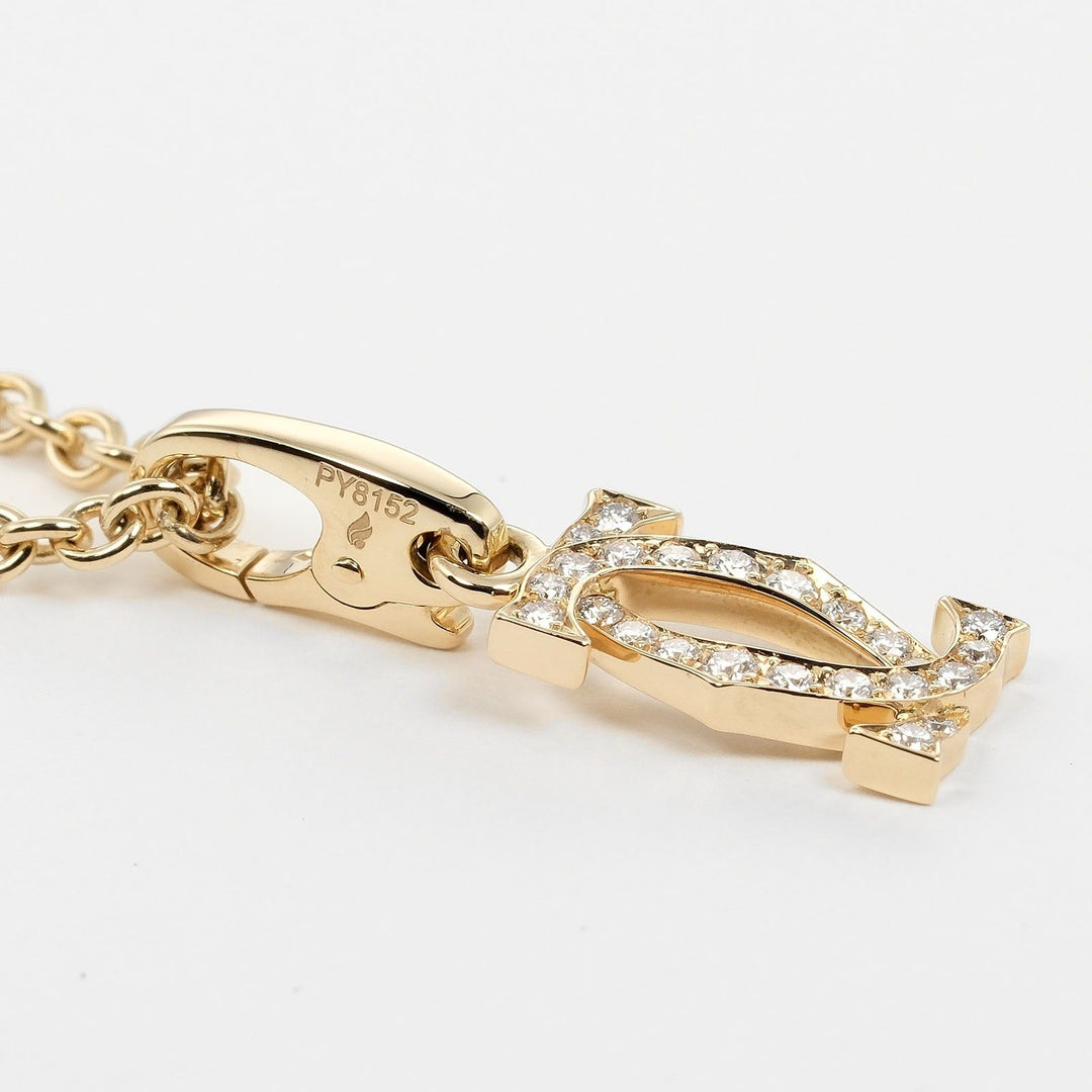 CARTIER Necklace K18 Yellow Gold, Diamond gold 2C Charm Women Used Authentic