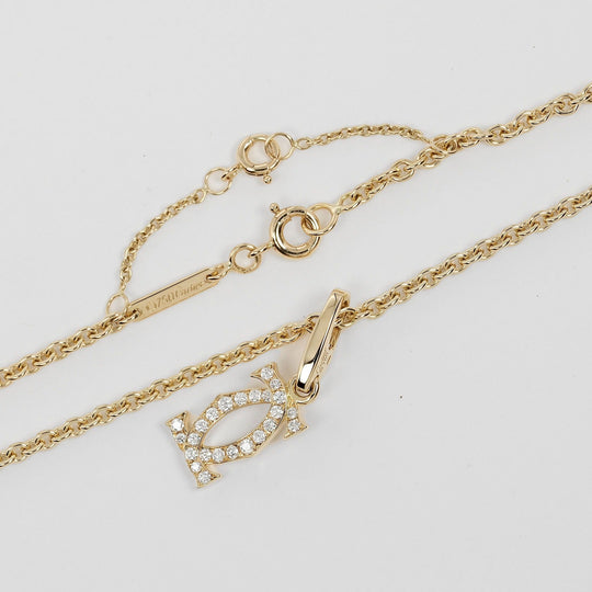 CARTIER Necklace K18 Yellow Gold, Diamond gold 2C Charm Women Used Authentic
