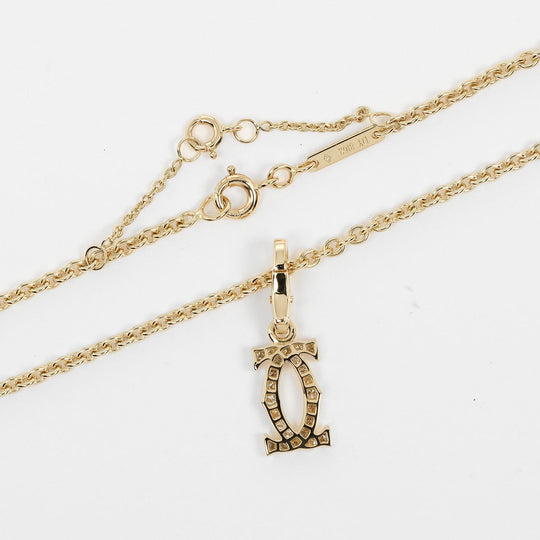 CARTIER Necklace K18 Yellow Gold, Diamond gold 2C Charm Women Used Authentic