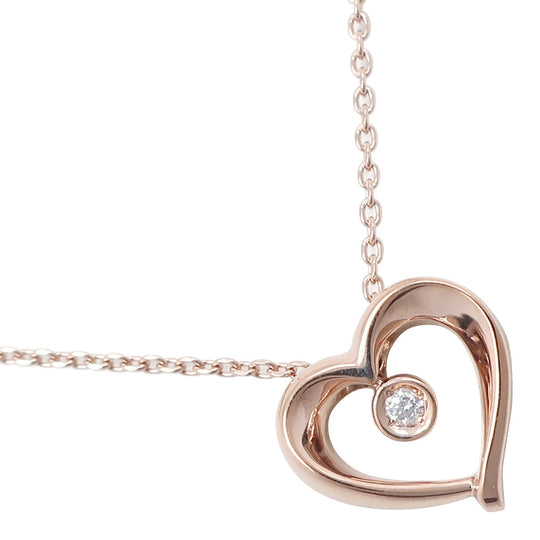 STAR JEWELRY Necklace K10 pink gold, diamond gold 1P diamond heart Women Used Authentic