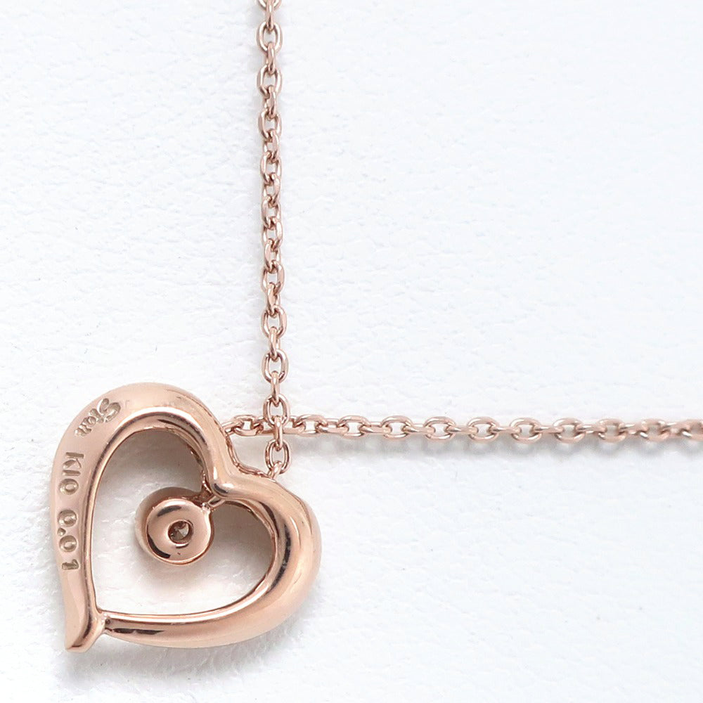 STAR JEWELRY Necklace K10 pink gold, diamond gold 1P diamond heart Women Used Authentic
