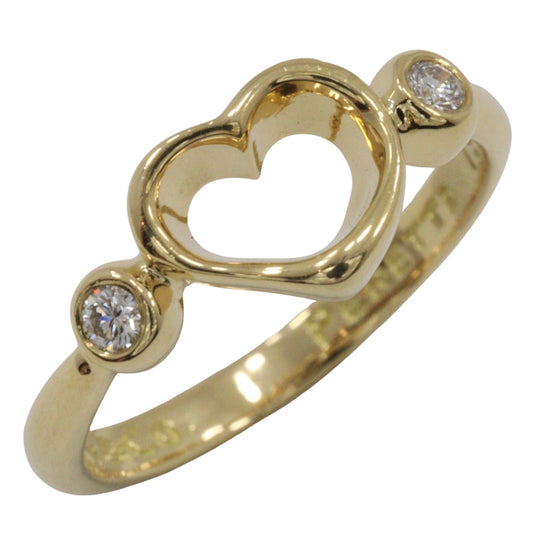 TIFFANY&Co. Ring K18 Yellow Gold, Diamond gold 2P diamond Elsa Peretti Open heart Women Used Authentic