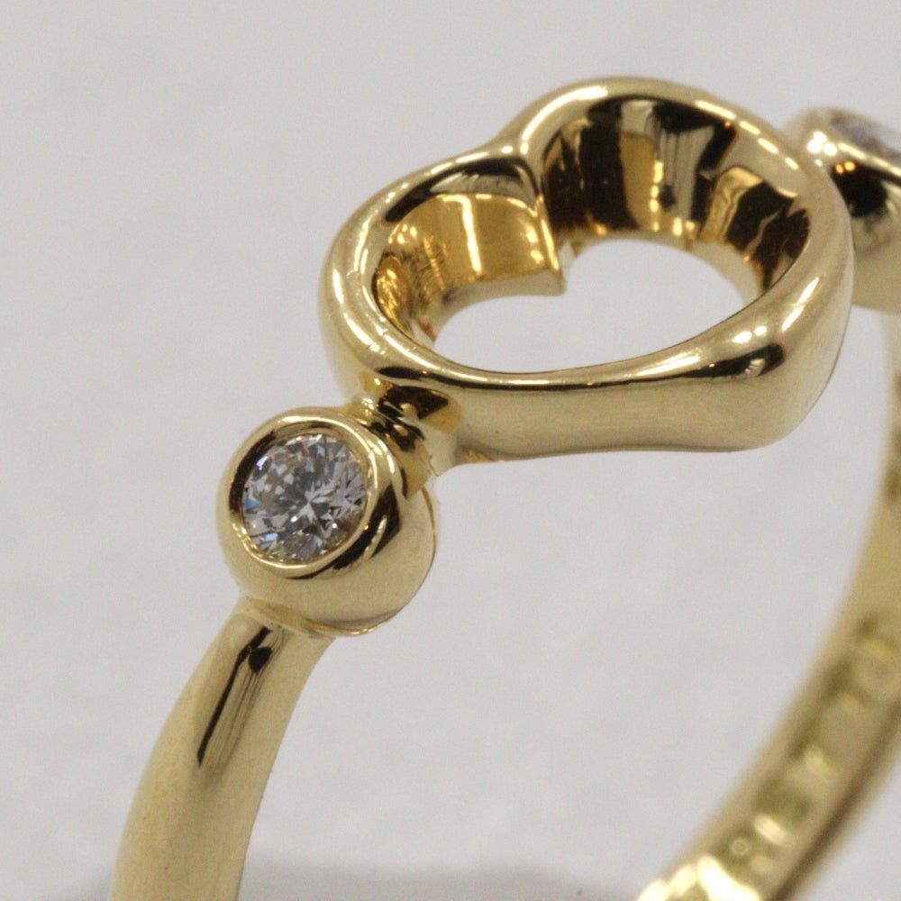 TIFFANY&Co. Ring K18 Yellow Gold, Diamond gold 2P diamond Elsa Peretti Open heart Women Used Authentic