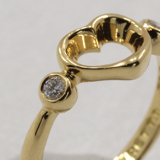 TIFFANY&Co. Ring K18 Yellow Gold, Diamond gold 2P diamond Elsa Peretti Open heart Women Used Authentic