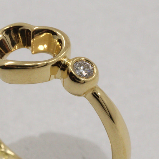 TIFFANY&Co. Ring K18 Yellow Gold, Diamond gold 2P diamond Elsa Peretti Open heart Women Used Authentic
