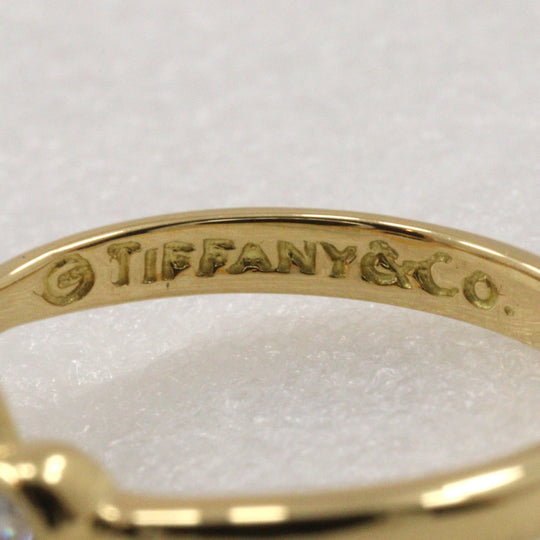 TIFFANY&Co. Ring K18 Yellow Gold, Diamond gold 2P diamond Elsa Peretti Open heart Women Used Authentic
