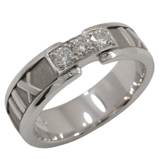TIFFANY&Co. Ring K18 White Gold, Diamond Silver 3P diamond Atlas ring Women Used Authentic