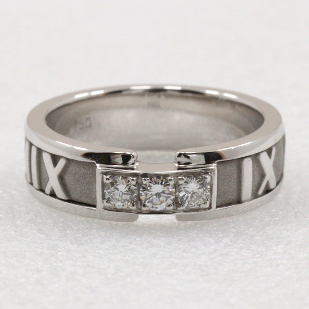 TIFFANY&Co. Ring K18 White Gold, Diamond Silver 3P diamond Atlas ring Women Used Authentic