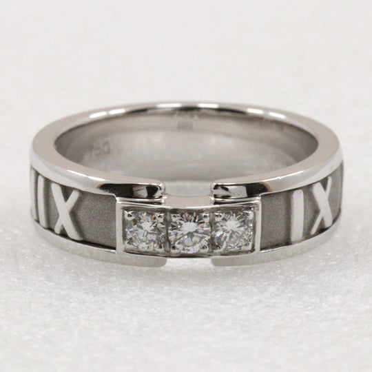 TIFFANY&Co. Ring K18 White Gold, Diamond Silver 3P diamond Atlas ring Women Used Authentic