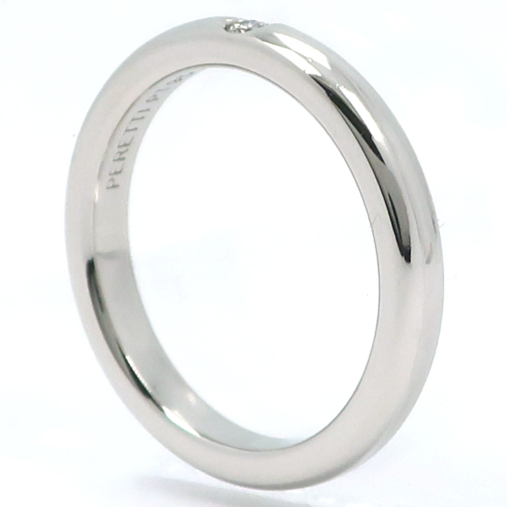 TIFFANY&Co. Ring Pt950Platinum, Diamond Silver Elsa Peretti Stacking band Women Used Authentic