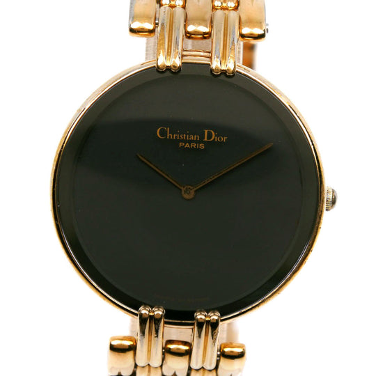Dior Watches Quartz 47 154-2 Plated Gold gold Bagira black dial mens Used Authentic