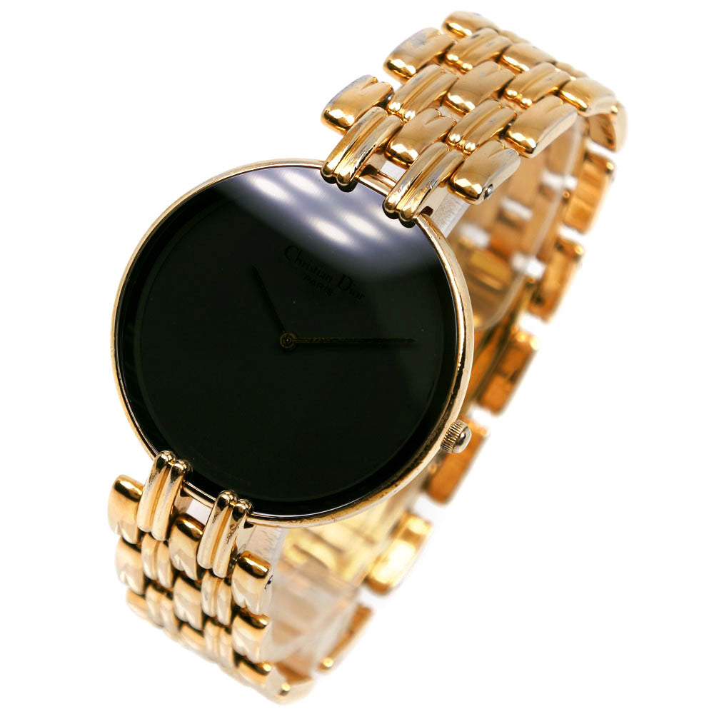 Dior Watches Quartz 47 154-2 Plated Gold gold Bagira black dial mens Used Authentic