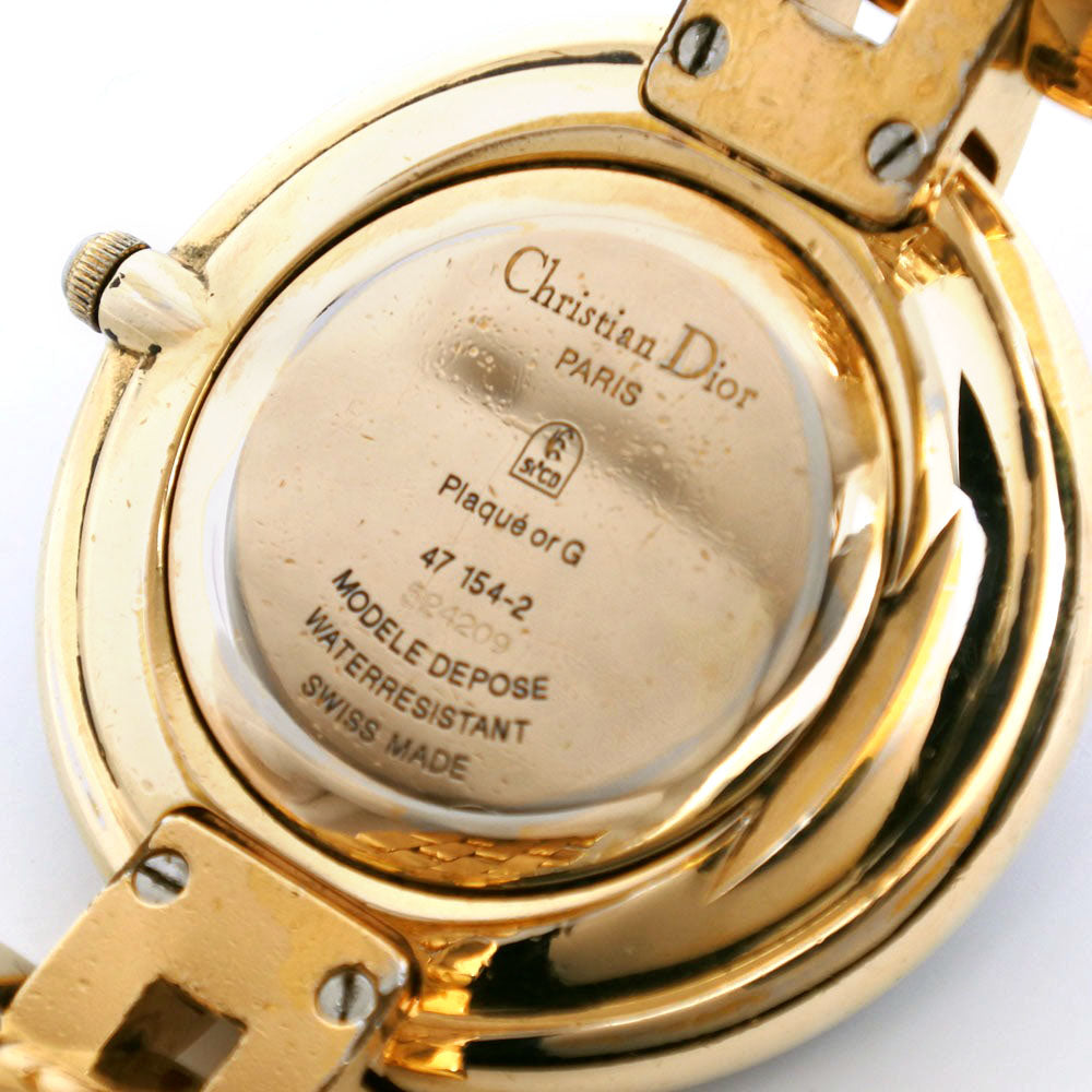 Dior Watches Quartz 47 154-2 Plated Gold gold Bagira black dial mens Used Authentic