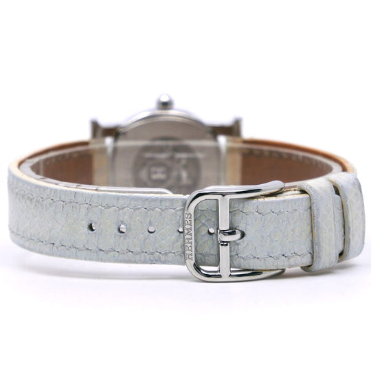 HERMES Watches Quartz HR1.210 Stainless Steel , Embossed Leather Silver H watch Silver dial Women Used Authentic
