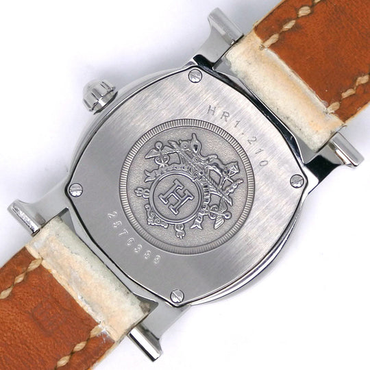 HERMES Watches Quartz HR1.210 Stainless Steel , Embossed Leather Silver H watch Silver dial Women Used Authentic