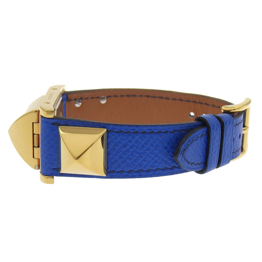 HERMES Watches Quartz Plated Gold, embossed leather gold Medor White dial Women Used Authentic