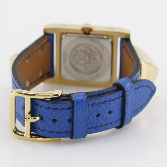 HERMES Watches Quartz Plated Gold, embossed leather gold Medor White dial Women Used Authentic