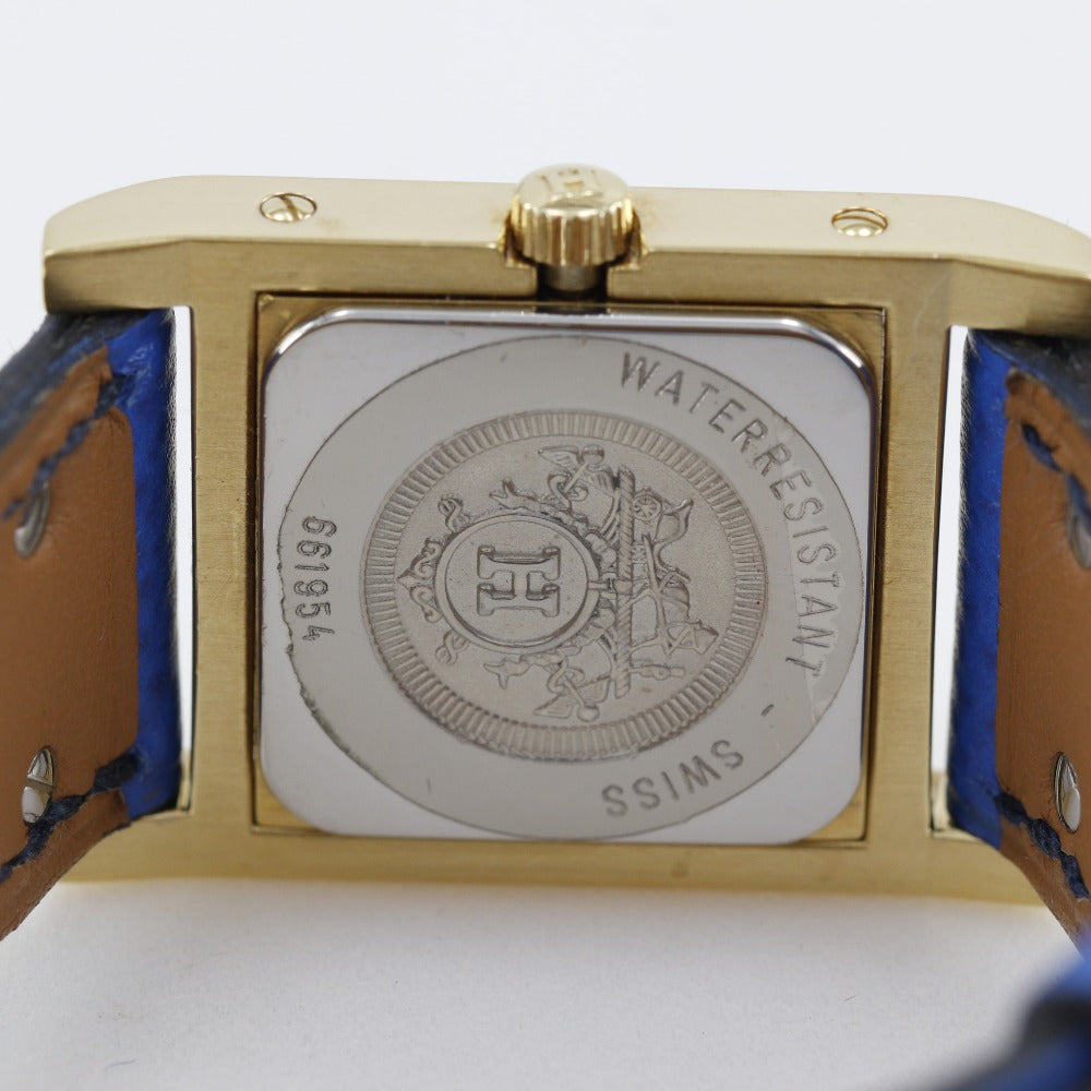 HERMES Watches Quartz Plated Gold, embossed leather gold Medor White dial Women Used Authentic