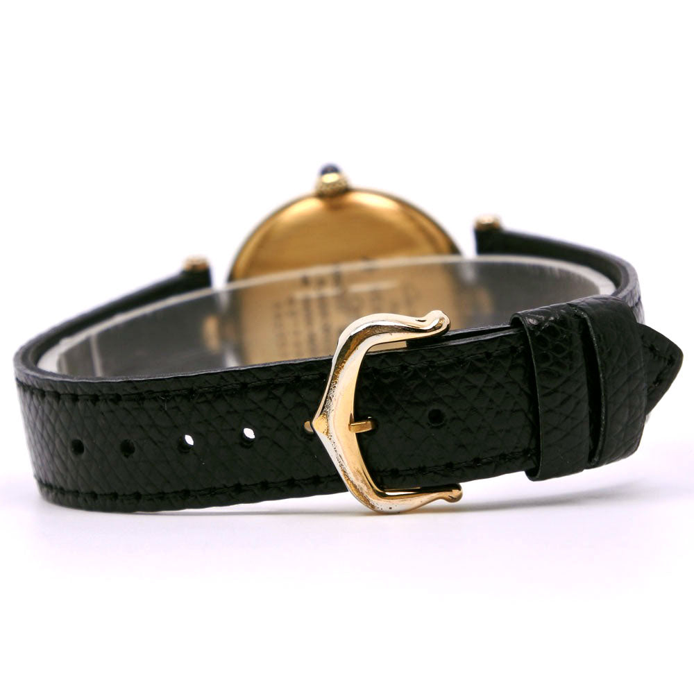 CARTIER Watches Quartz 590003 Silver925, embossed leather gold Trinity dial Mast Vendome LM White dial mens Used Authentic