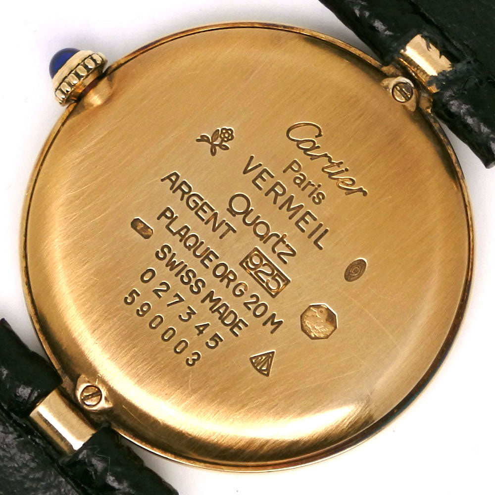 CARTIER Watches Quartz 590003 Silver925, embossed leather gold Trinity dial Mast Vendome LM White dial mens Used Authentic