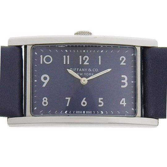 TIFFANY&Co. Watches Quartz Stainless Steel , Embossed Leather gray East West gray dial Women Used Authentic