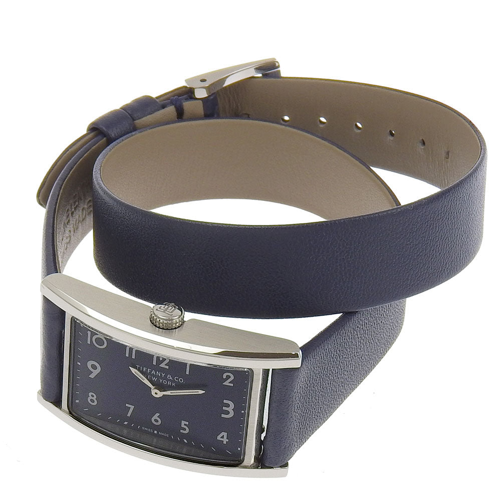 TIFFANY&Co. Watches Quartz Stainless Steel , Embossed Leather gray East West gray dial Women Used Authentic