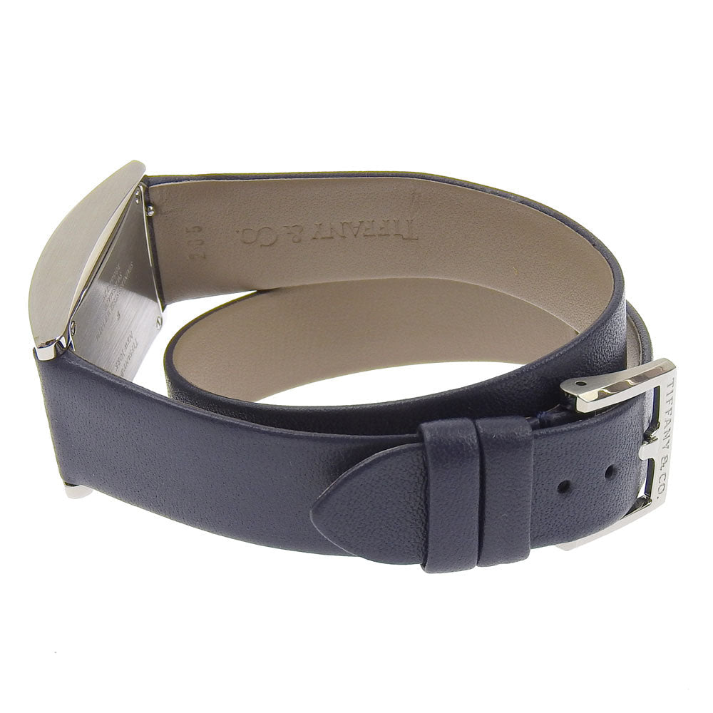 TIFFANY&Co. Watches Quartz Stainless Steel , Embossed Leather gray East West gray dial Women Used Authentic