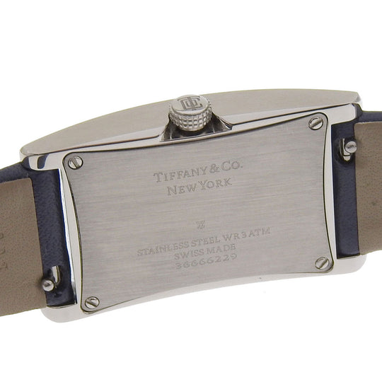 TIFFANY&Co. Watches Quartz Stainless Steel , Embossed Leather gray East West gray dial Women Used Authentic