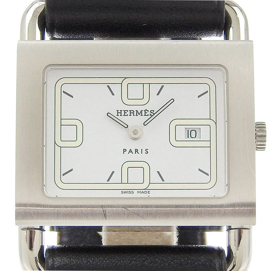 HERMES Watches Quartz BA1.510 Stainless Steel , Embossed Leather white Valenia White dial Women Used Authentic