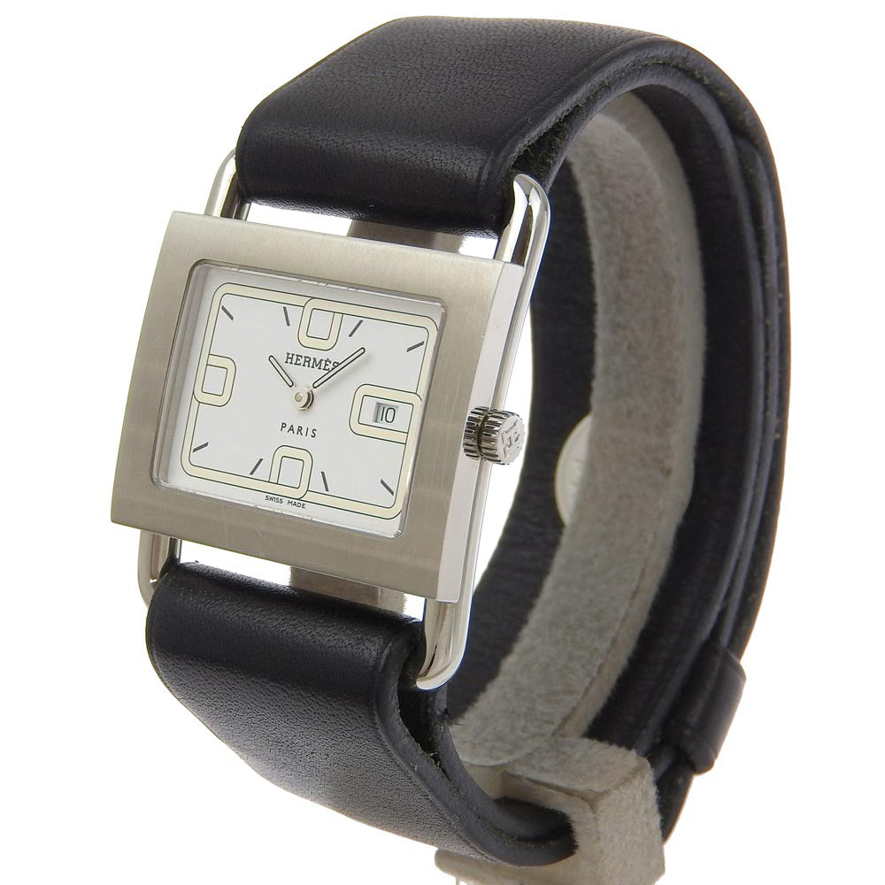 HERMES Watches Quartz BA1.510 Stainless Steel , Embossed Leather white Valenia White dial Women Used Authentic