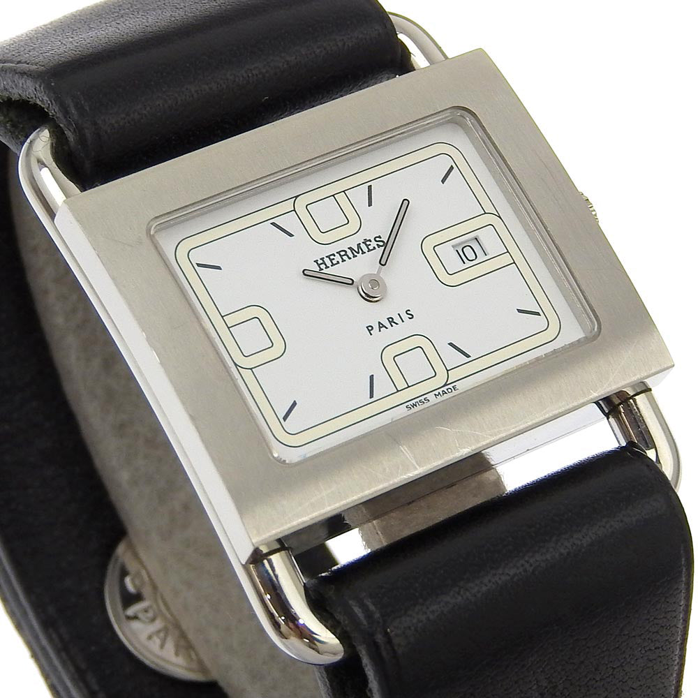 HERMES Watches Quartz BA1.510 Stainless Steel , Embossed Leather white Valenia White dial Women Used Authentic